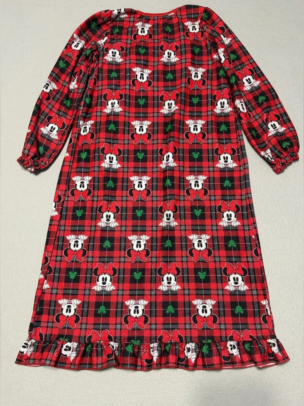 Disney Night Gown Minnie Mouse s8 Girls Red/Black Long Sleeve - Picture 5 of 8